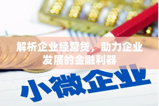 雅江解析企业经营贷，助力企业发展的金融利器