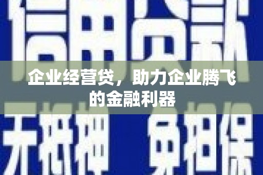 雅江企业经营贷，助力企业腾飞的金融利器