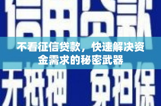 雅江不看征信贷款，快速解决资金需求的秘密武器