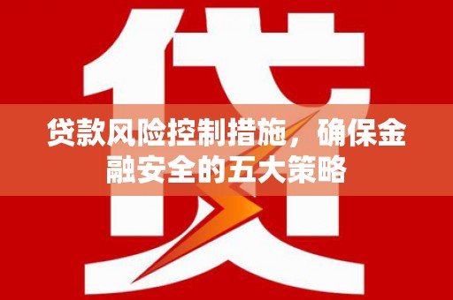 雅江贷款风险控制措施，确保金融安全的五大策略